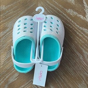 Capelli of New York Kids Aqua and White Water Shoes/Crocs